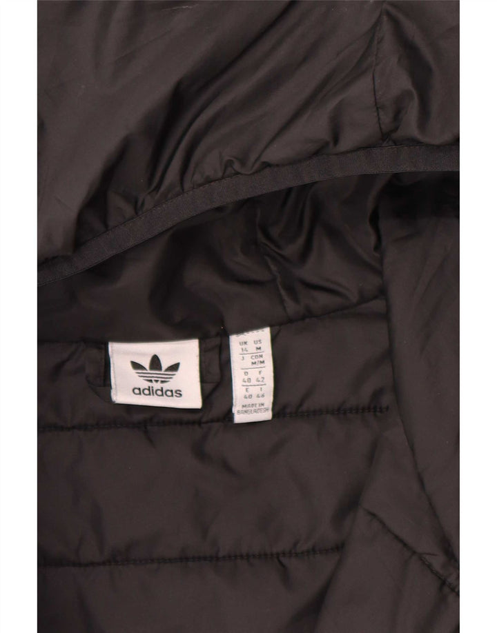 Женская стеганая куртка Adidas с капюшоном UK 14, большая черная полиэстер