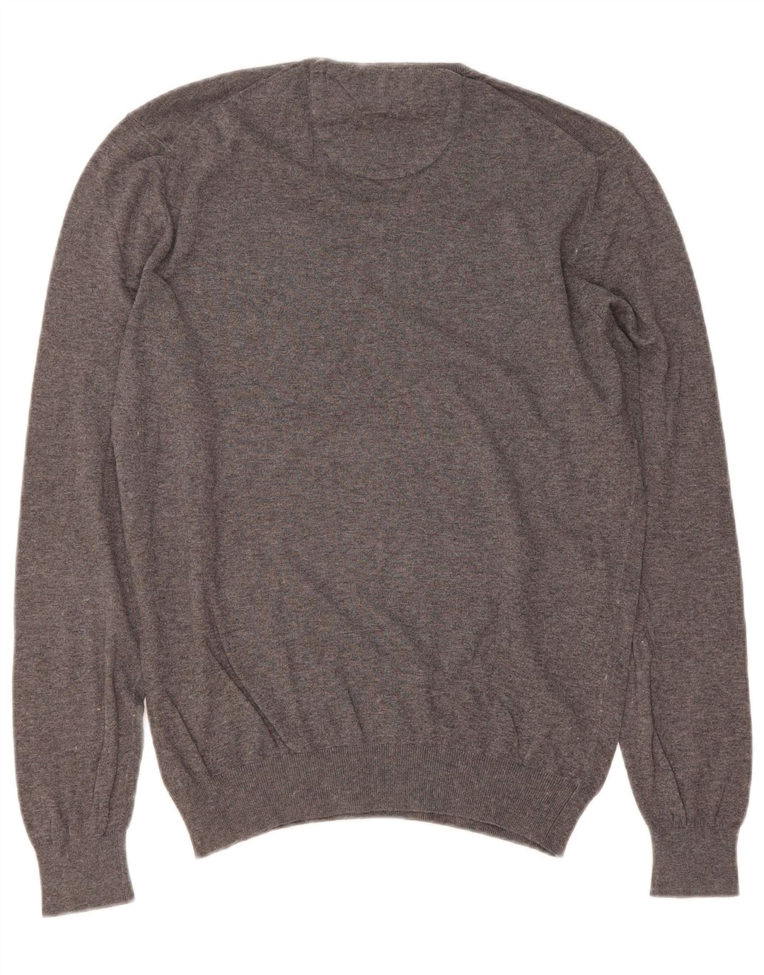 MASSIMO DUTTI Mens V-Neck Jumper Sweater Medium Grey Cotton