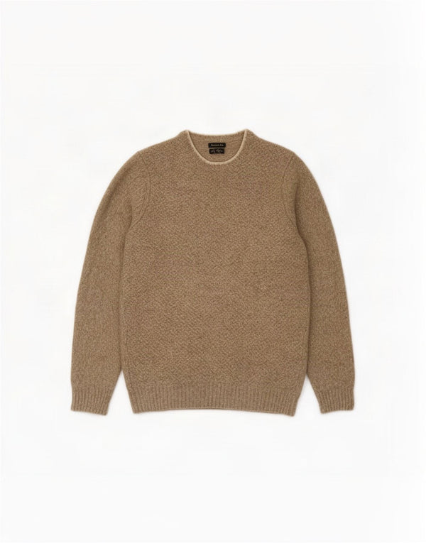Мужской свитер с вырезом лодочкой Massimo Dutti XL, бежевый в крапинку