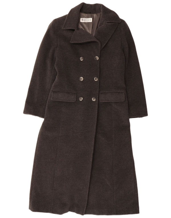 Женское двубортное пальто MARELLA UK 14, большой размер, серое из натуральной шерсти