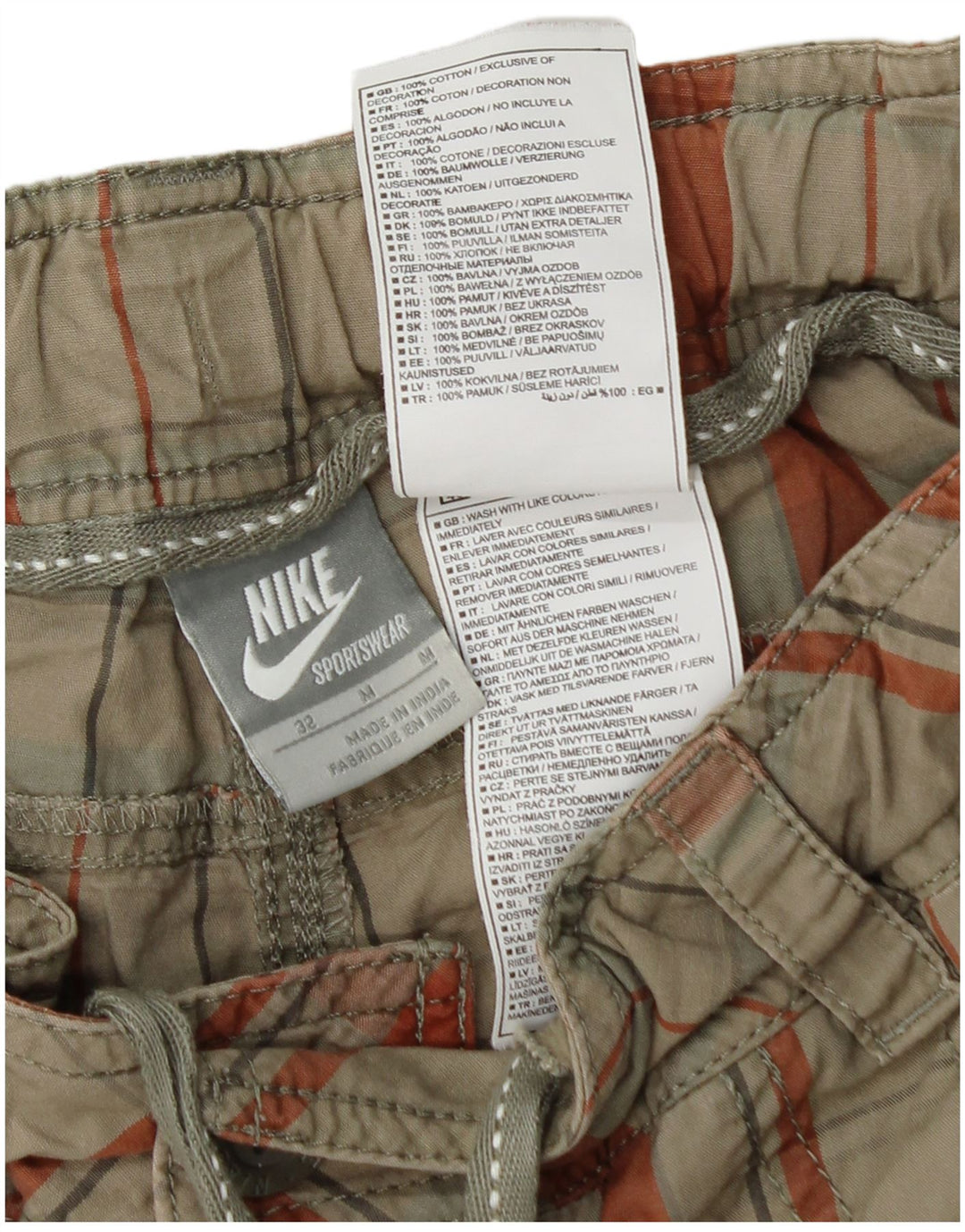 Мужские шорты Nike Medium W32, зеленые клетчатые хлопковые шорты