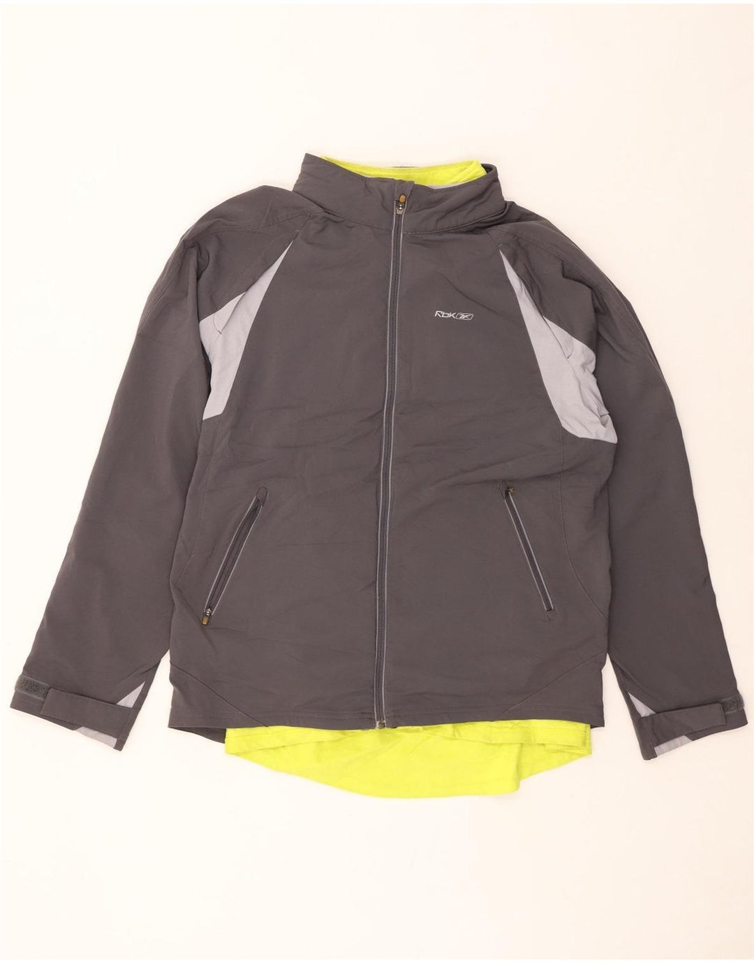 Мужская ветровка REEBOK UK 40, большая серая полиэстер с цветными блоками