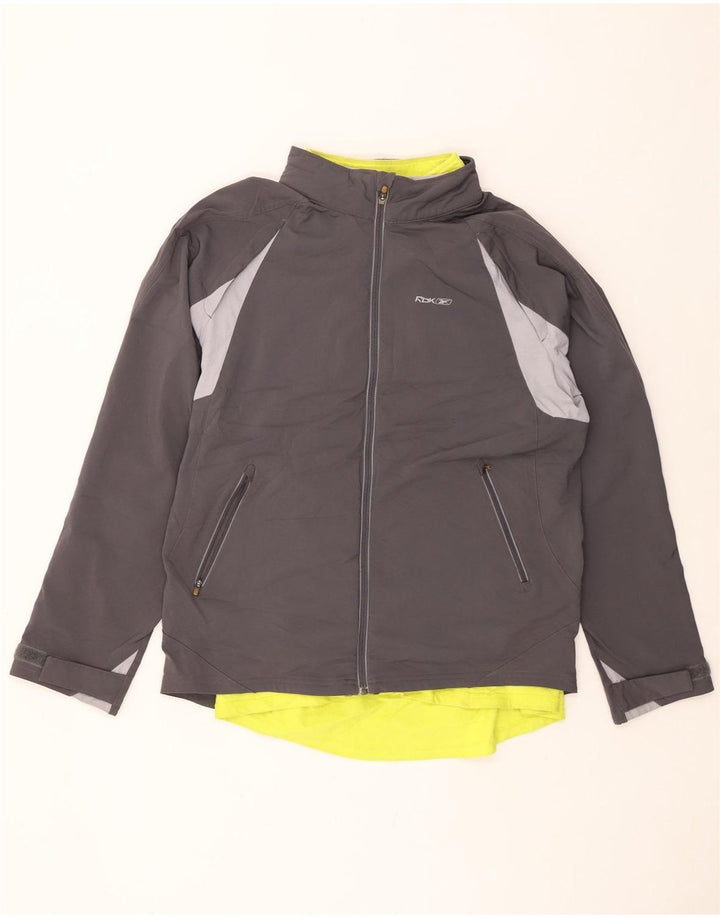 Мужская ветровка REEBOK UK 40, большая серая полиэстер с цветными блоками