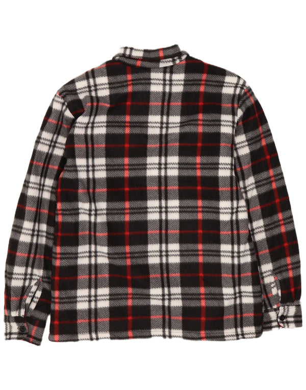 Винтажная мужская фланелевая рубашка шерпа-лесоруба среднего черного цвета в клетку из полиэстера