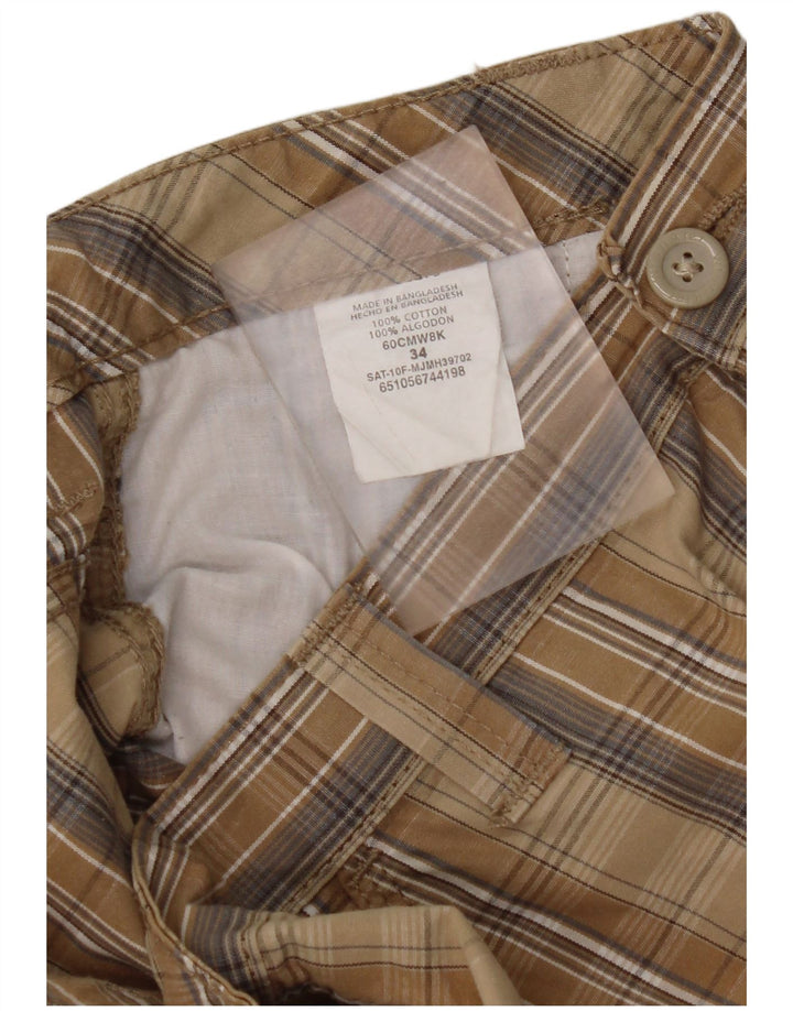 Мужские шорты-карго WRANGLER W34, большие, коричневые, хлопковые в клетку