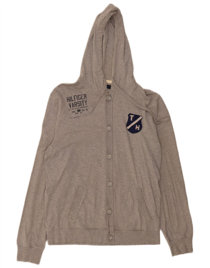 TOMMY HILFIGER Женский винтажный кардиган с капюшоном, свитер UK 18 XL, серый