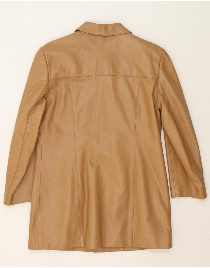 VINTAGE Womens Leather Coat IT 44 Medium Beige Sheepskin Vintage Vintage and Second-Hand Vintage from Messina Hembry 