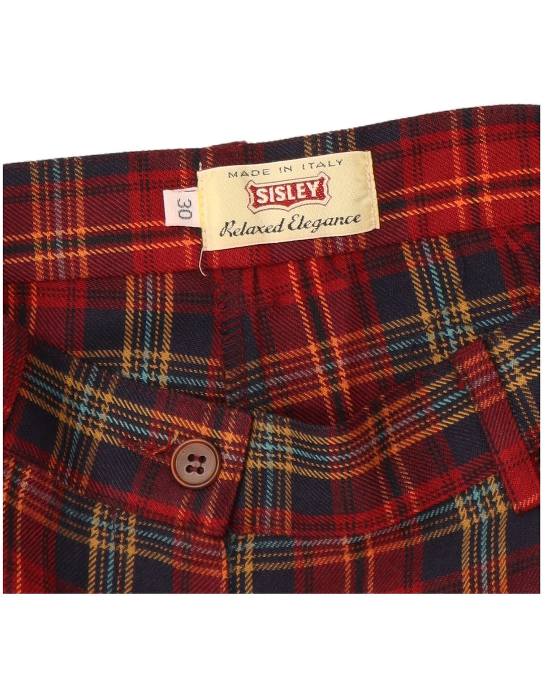 Женские шорты чинос с высокой талией Sisley W30, средний красный полиэстер в клетку