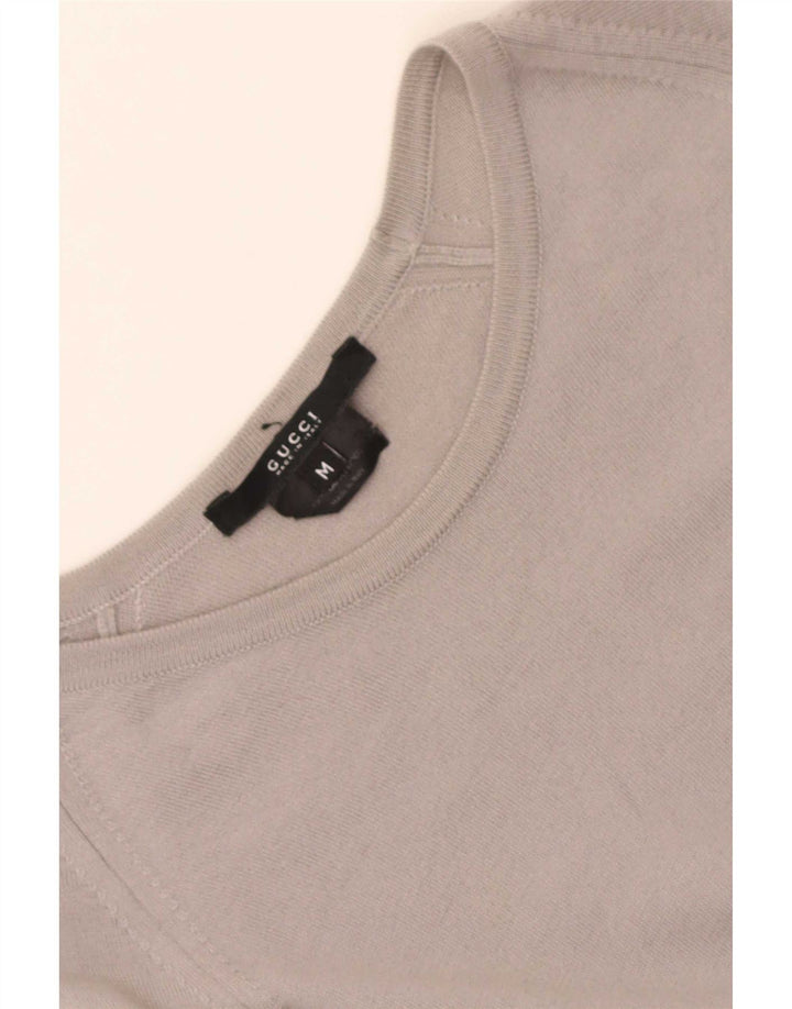 Женский джемпер с вырезом «лодочка» Gucci UK 12, шерсть среднего серого цвета