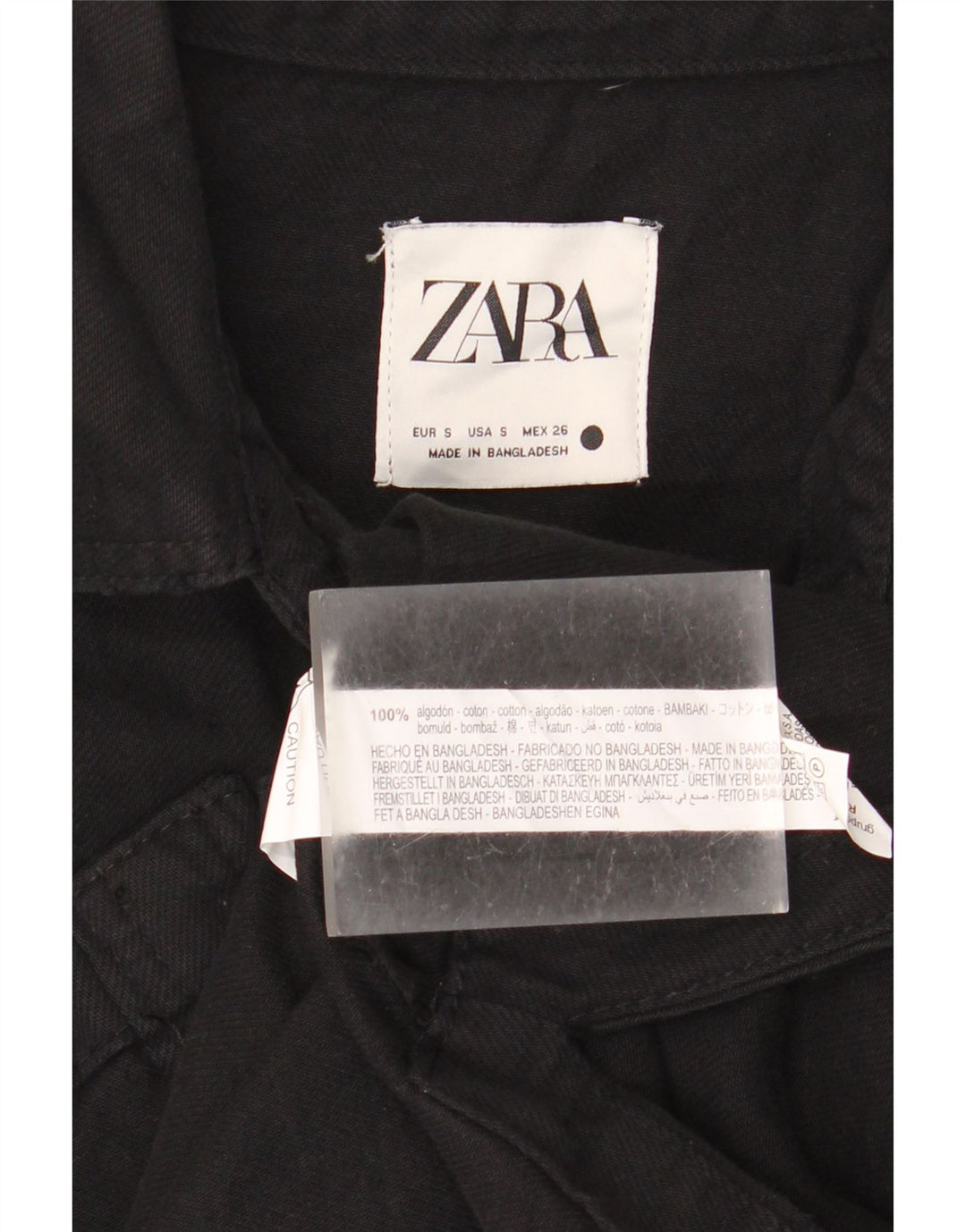 Женская джинсовая рубашка оверсайз Zara UK 10, маленькая, черный хлопок