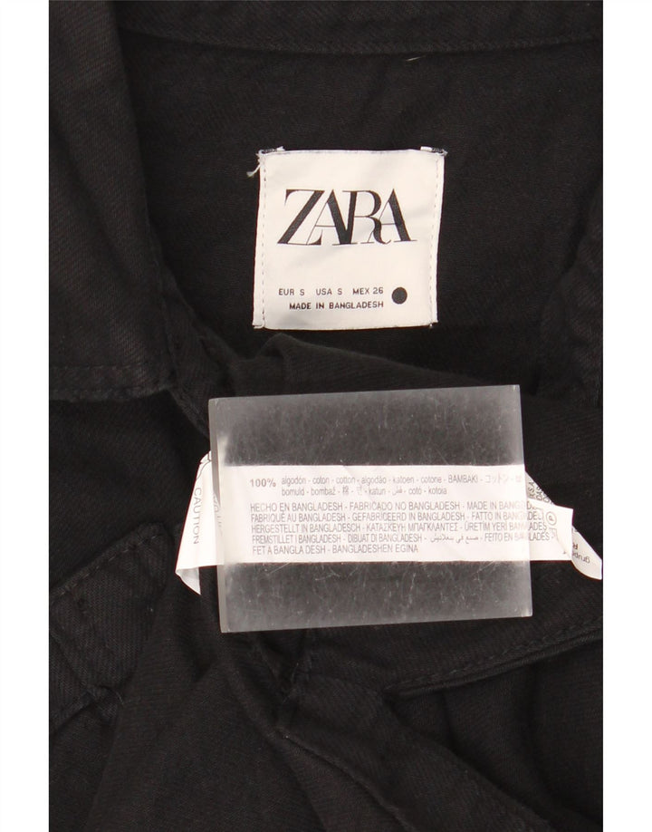 Женская джинсовая рубашка оверсайз Zara UK 10, маленькая, черный хлопок
