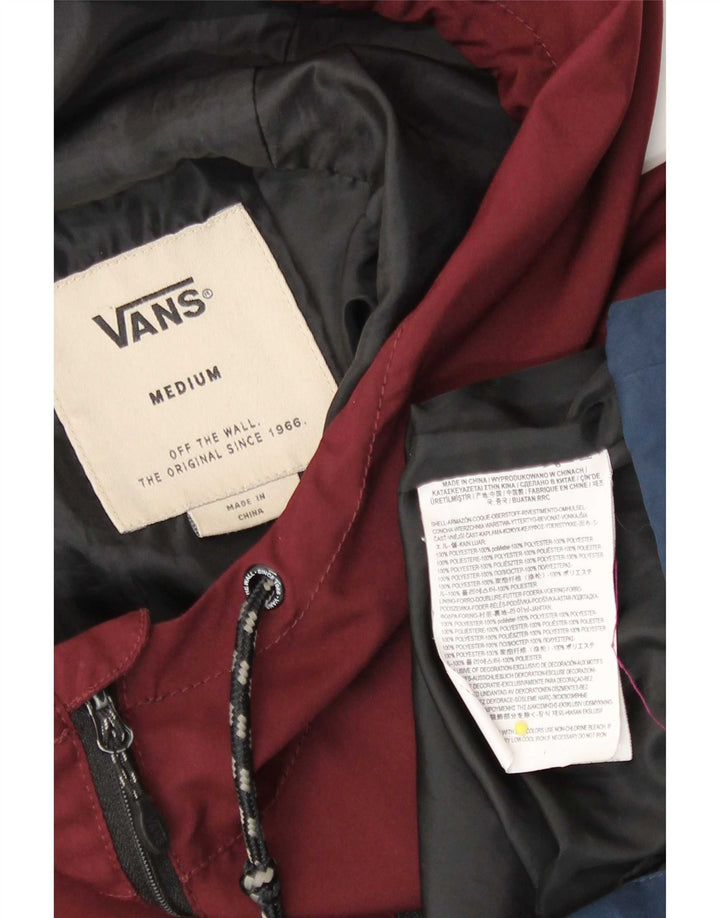 Мужская куртка-дождевик с капюшоном Vans UK 38, средний бордовый с цветными блоками