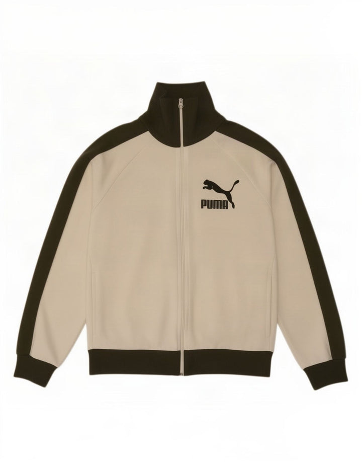 Мужская спортивная куртка с графическим рисунком Puma, большая белая полиэстер с цветными блоками