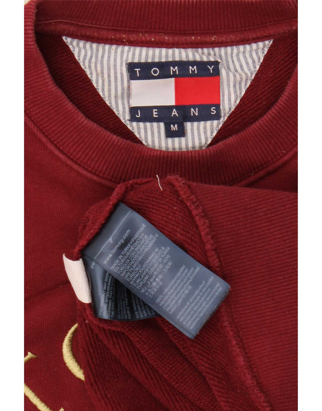 Мужской свитшот с рисунком Tommy Hilfiger, джемпер среднего цвета, бордовый хлопок, хлопок