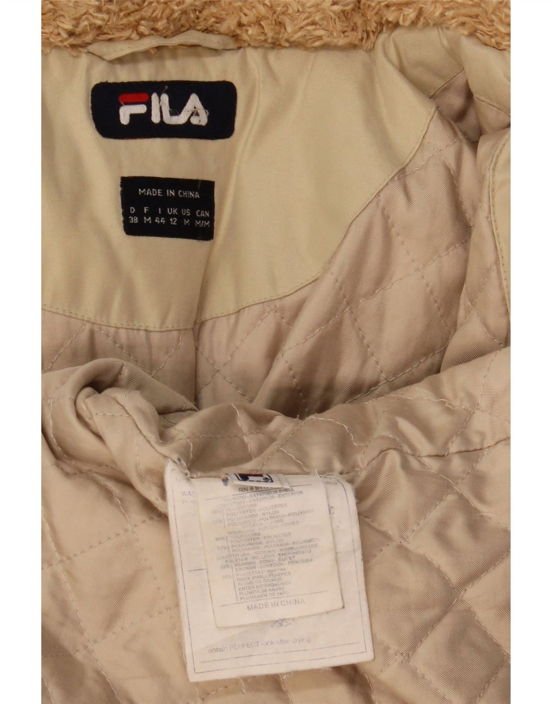 Fila Женская ветровка с капюшоном UK 12 Средний Бежевый Полиэстер
