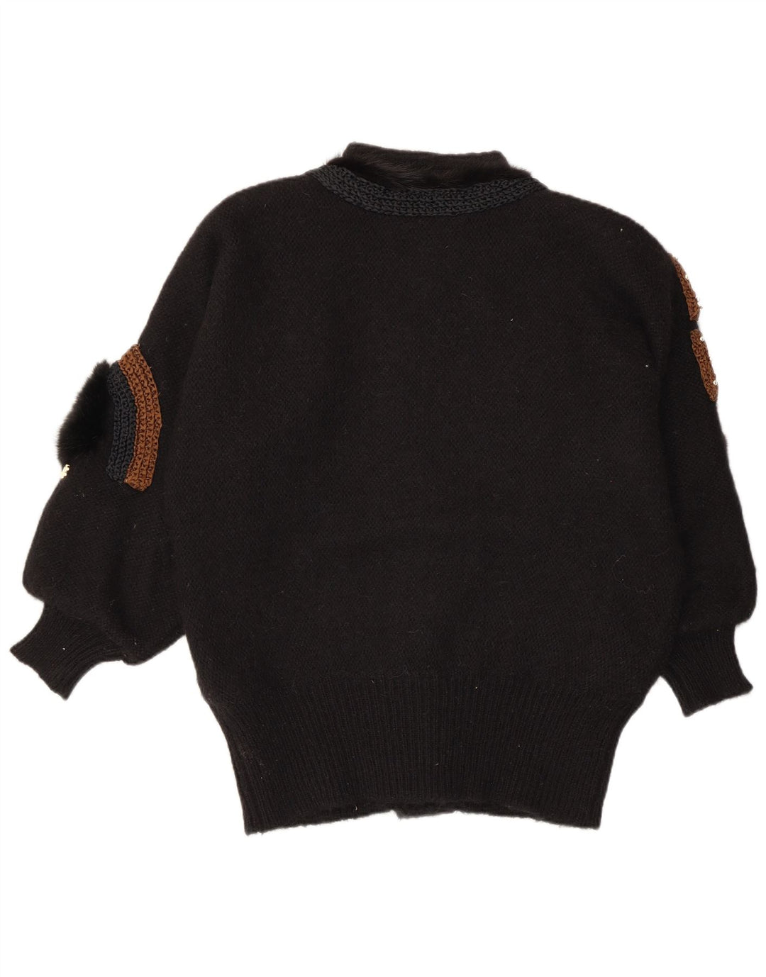 ВИНТАЖНЫЙ женский кардиган с абстрактным узором, свитер EU 42/44, большой черный цвет