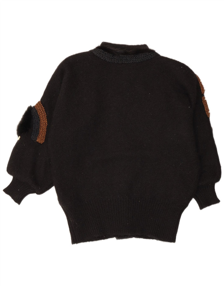 ВИНТАЖНЫЙ женский кардиган с абстрактным узором, свитер EU 42/44, большой черный цвет