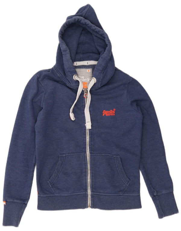 Женский свитер с капюшоном на молнии Superdry UK 10, маленький темно-синий, хлопок