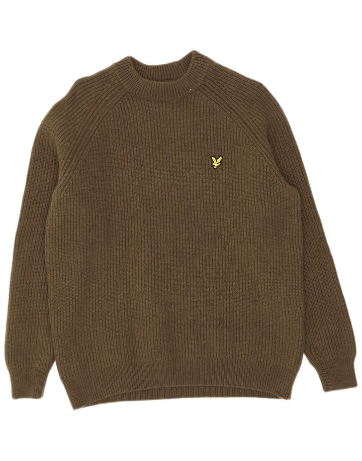 Мужской джемпер с круглым вырезом Lyle & Scott, хлопок среднего цвета хаки