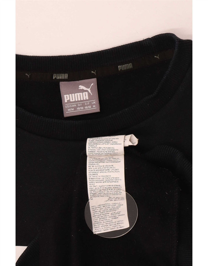 Мужской свитшот с рисунком Puma, хлопковый джемпер среднего размера, черный