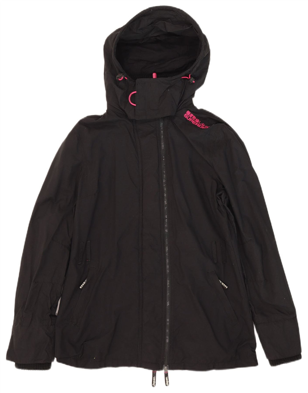 Женская ветровка с капюшоном Superdry Windmac UK 16, большой черный нейлон