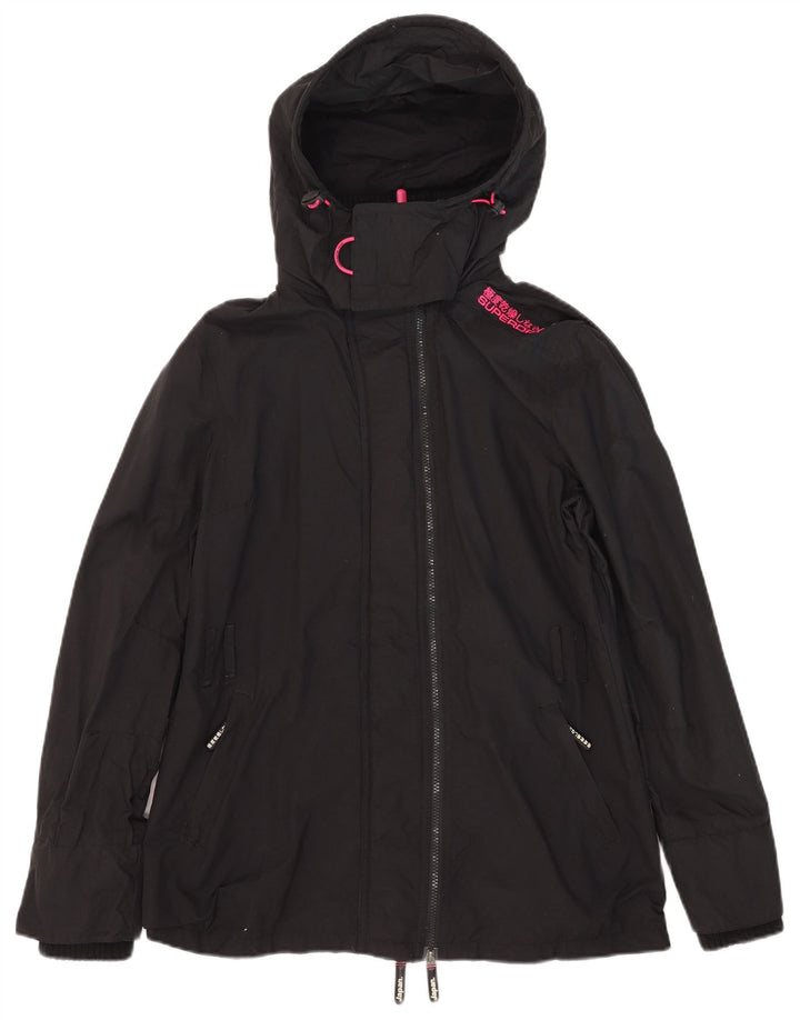 Женская ветровка с капюшоном Superdry Windmac UK 16, большой черный нейлон
