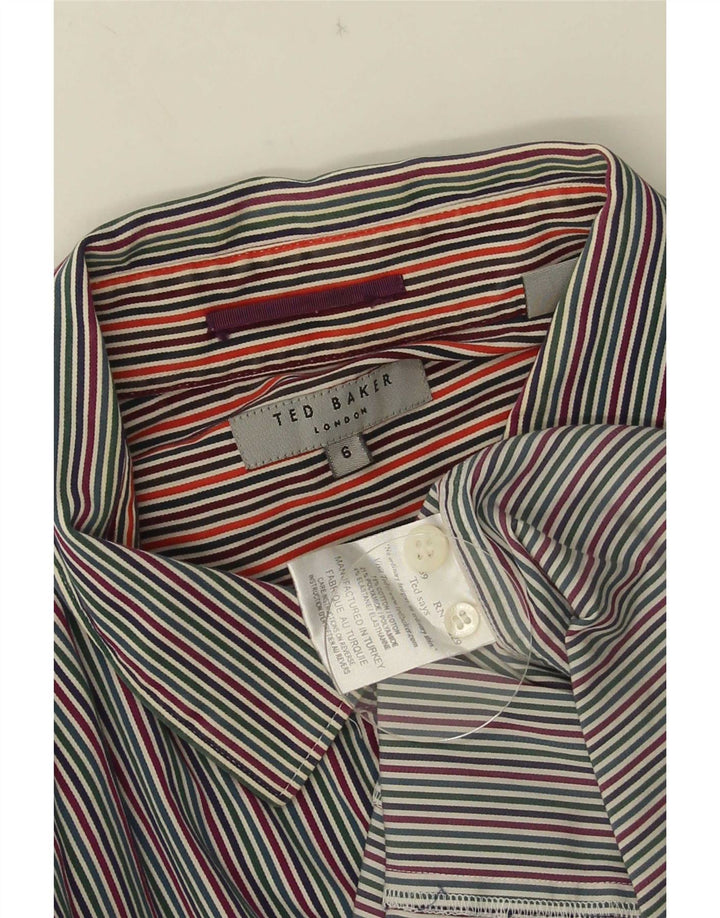 Мужская рубашка Ted Baker, размер 6, 2XL, разноцветный хлопок в тонкую полоску