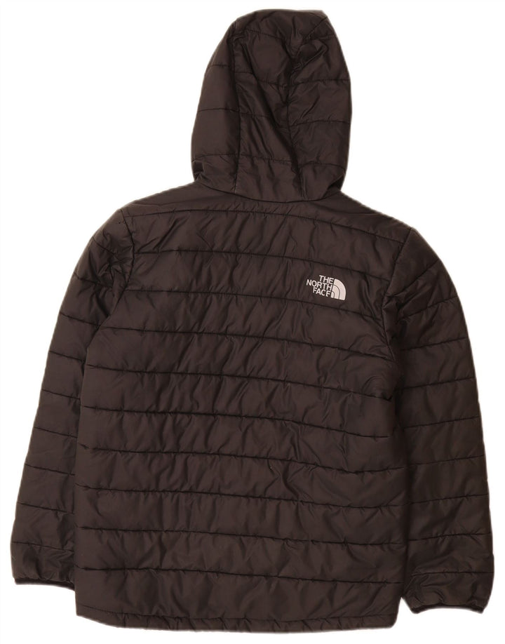 Стеганая куртка с капюшоном The North Face для мальчиков 9–10 лет, средний черный полиэстер