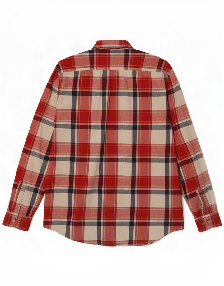 Wrangler Mens Shirt Medium Red Check Cotton
