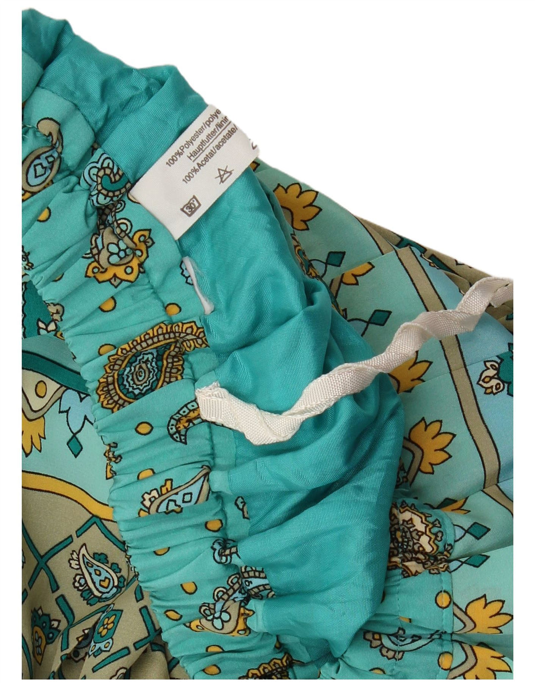 ВИНТАЖНАЯ женская плиссированная юбка-нож W32, большая бирюзовая, полиэстер с узором пейсли