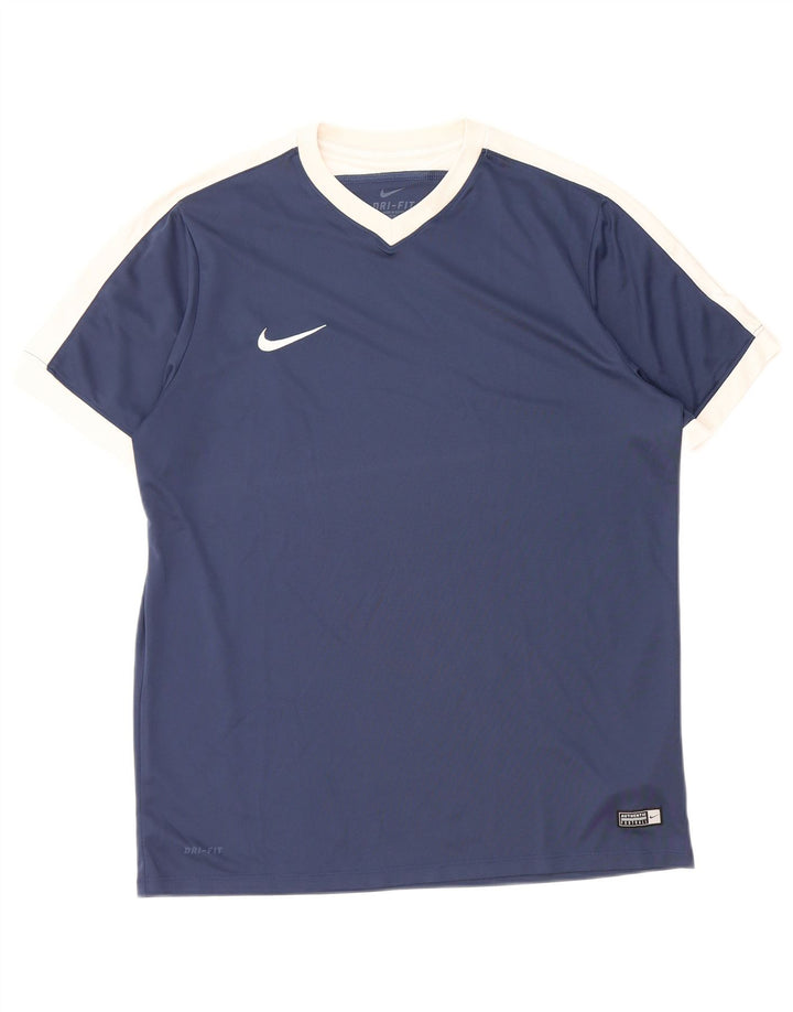 Мужская футболка Nike Dri Fit Top XL Темно-синяя, полиэстер с цветными блоками