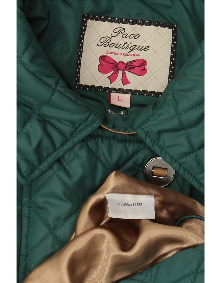Женская стеганая ветровка Paco Boutique UK 16, большой зеленый полиэстер