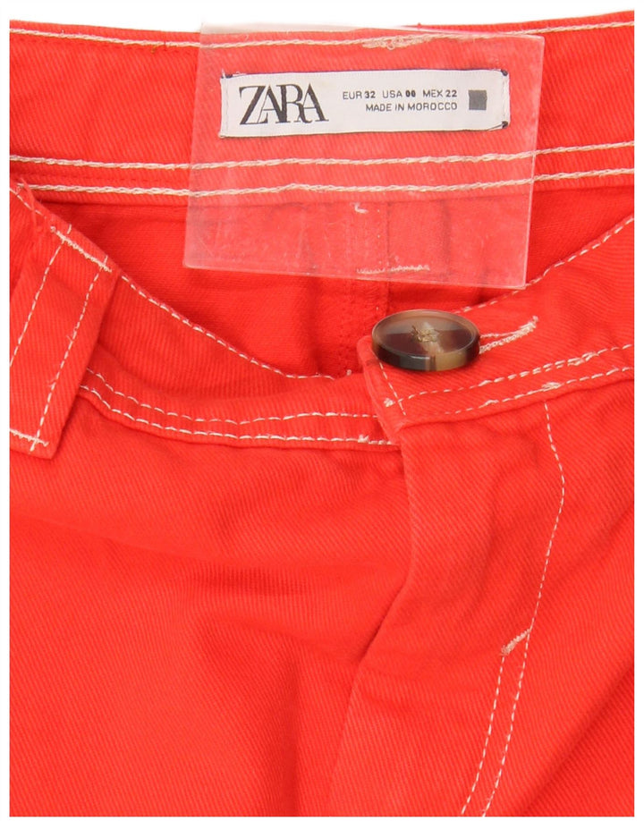 ZARA Женские повседневные брюки с высокой талией и широкими штанинами EU 32 2XS W22 L26 Оранжевые
