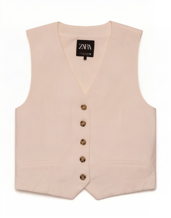 Женский жилет Zara UK 10, маленький, белый, вискоза