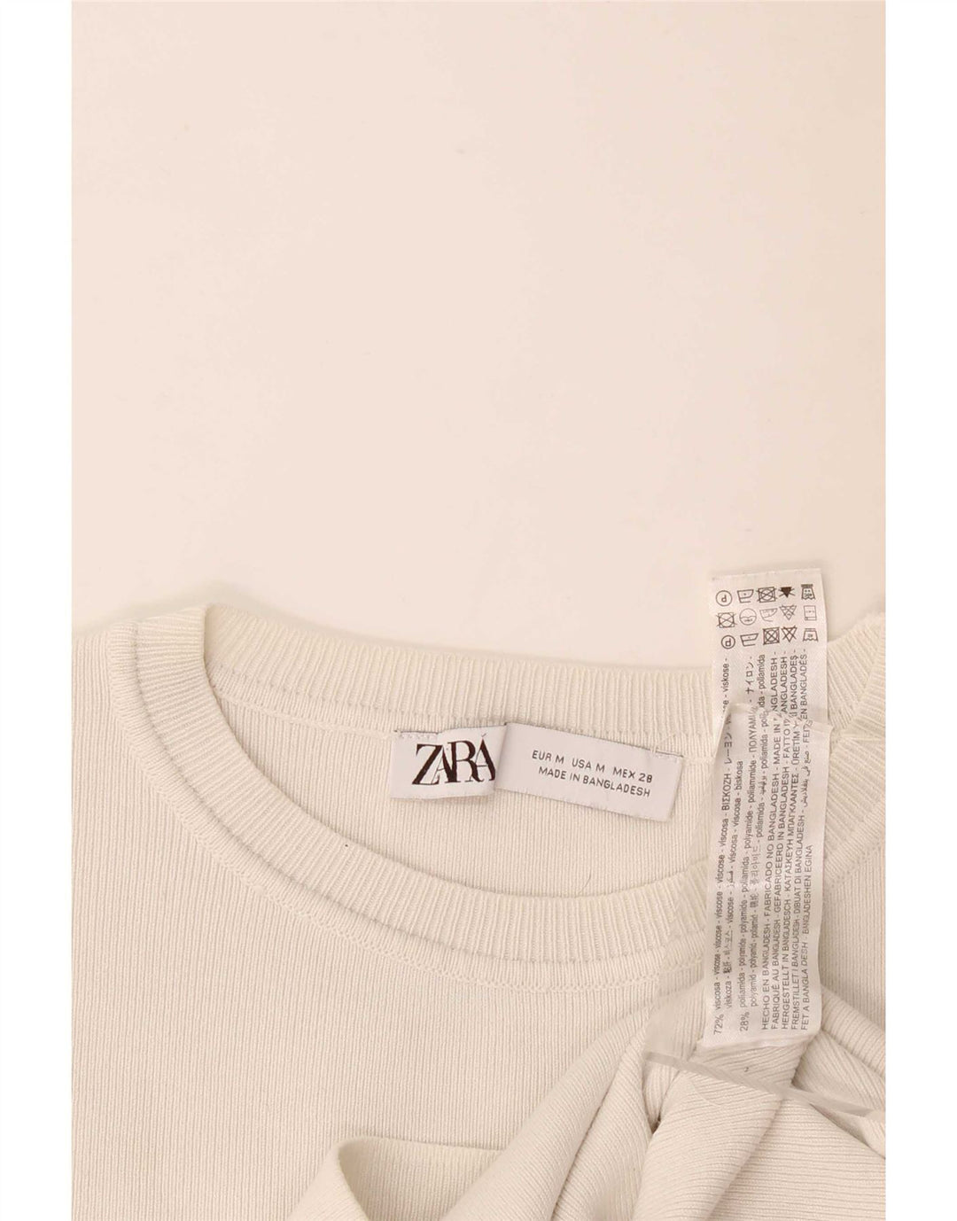 Женская укороченная футболка Zara UK 12, средний белый, вискоза