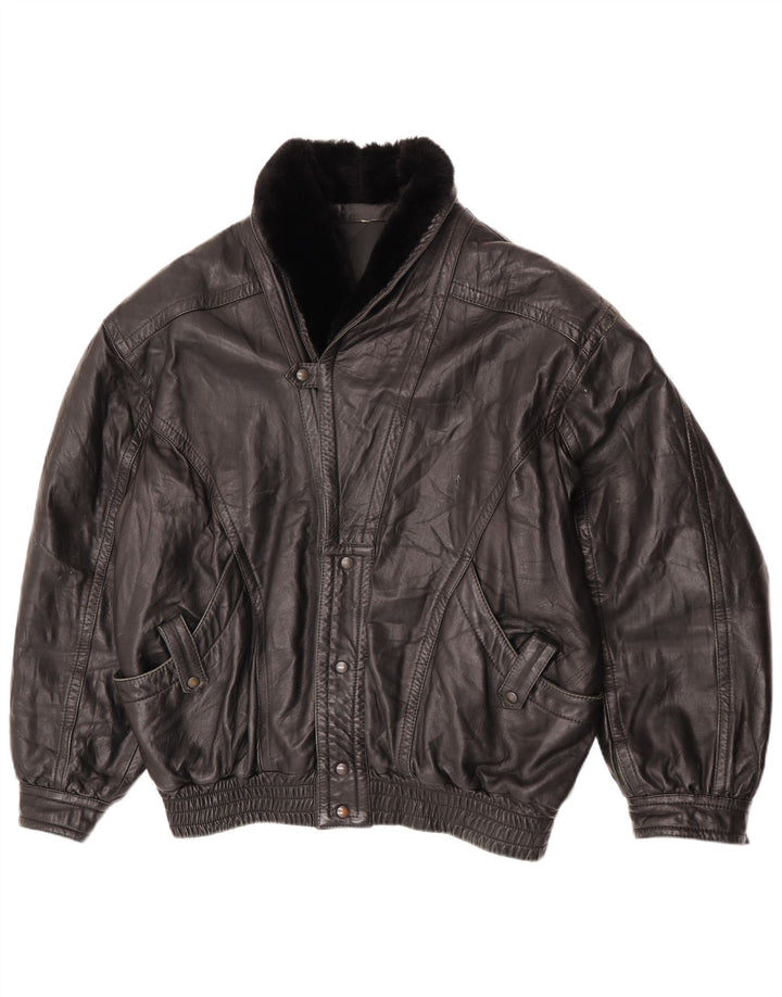 Винтажная мужская кожаная куртка UK 42 XL, черная кожа