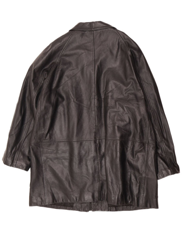 Винтажное мужское кожаное пальто UK 42 XL, черное