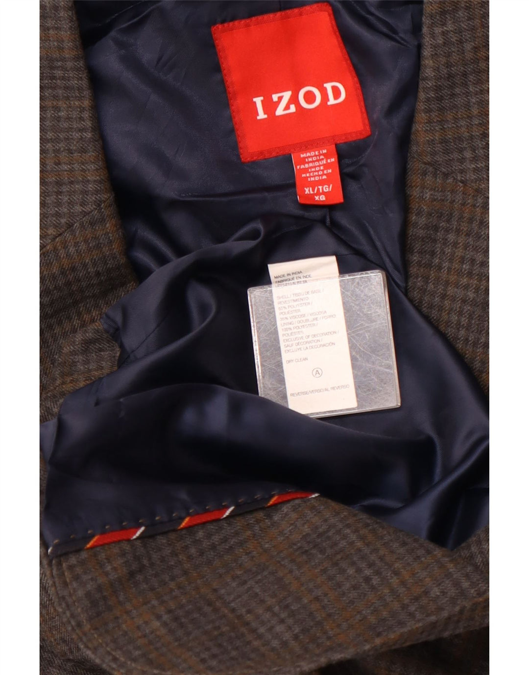 Мужской пиджак IZOD на 2 пуговицах UK 42 XL, серый полиэстер в клетку