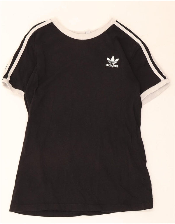 Женская футболка Adidas Top UK 12, средний черный, хлопок с цветными блоками