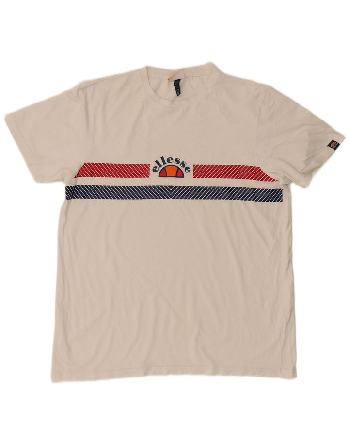 Мужская футболка ELLESSE, большая белая, с цветными блоками