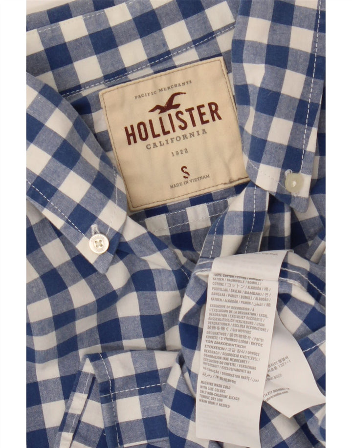 Мужская рубашка HOLLISTER, маленькая, темно-синяя, в мелкую клетку, хлопок