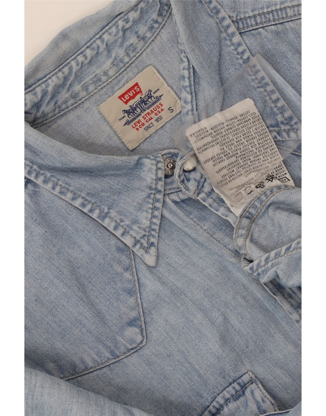 Мужская джинсовая рубашка Levi's, маленькая синяя, хлопок