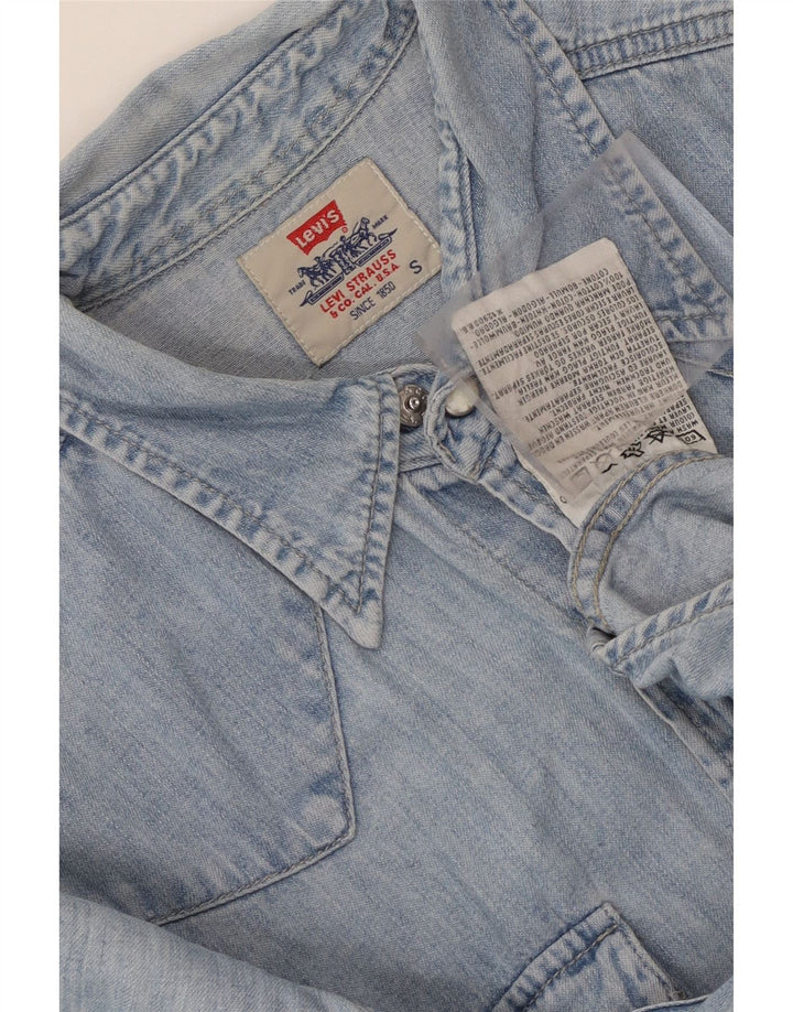 Мужская джинсовая рубашка Levi's, маленькая синяя, хлопок
