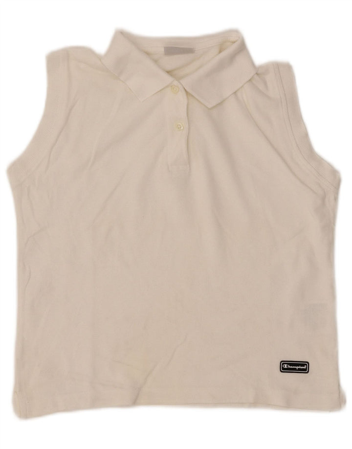 Женская укороченная рубашка поло без рукавов CHAMPION UK 16, большой размер, белый хлопок