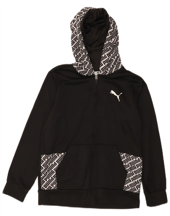 Свитер с капюшоном на молнии с графическим рисунком для мальчиков Puma, 10–11 лет, средний черный, полиэстер