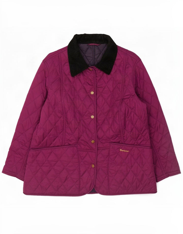 Женская стеганая куртка Barbour UK 16, большой фиолетовый, полиамид с цветными блоками