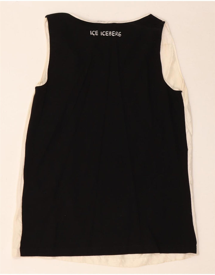 ICEBERG Женская блузка с графическим рисунком Top UK 8 Small Off White Colorblock