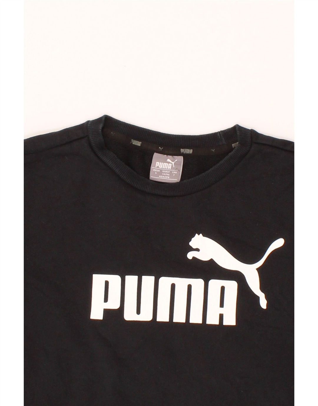 PUMA Mens Graphic Sweatshirt Jumper Small Black Cotton Vintage Puma and Second-Hand Puma from Messina Hembry 