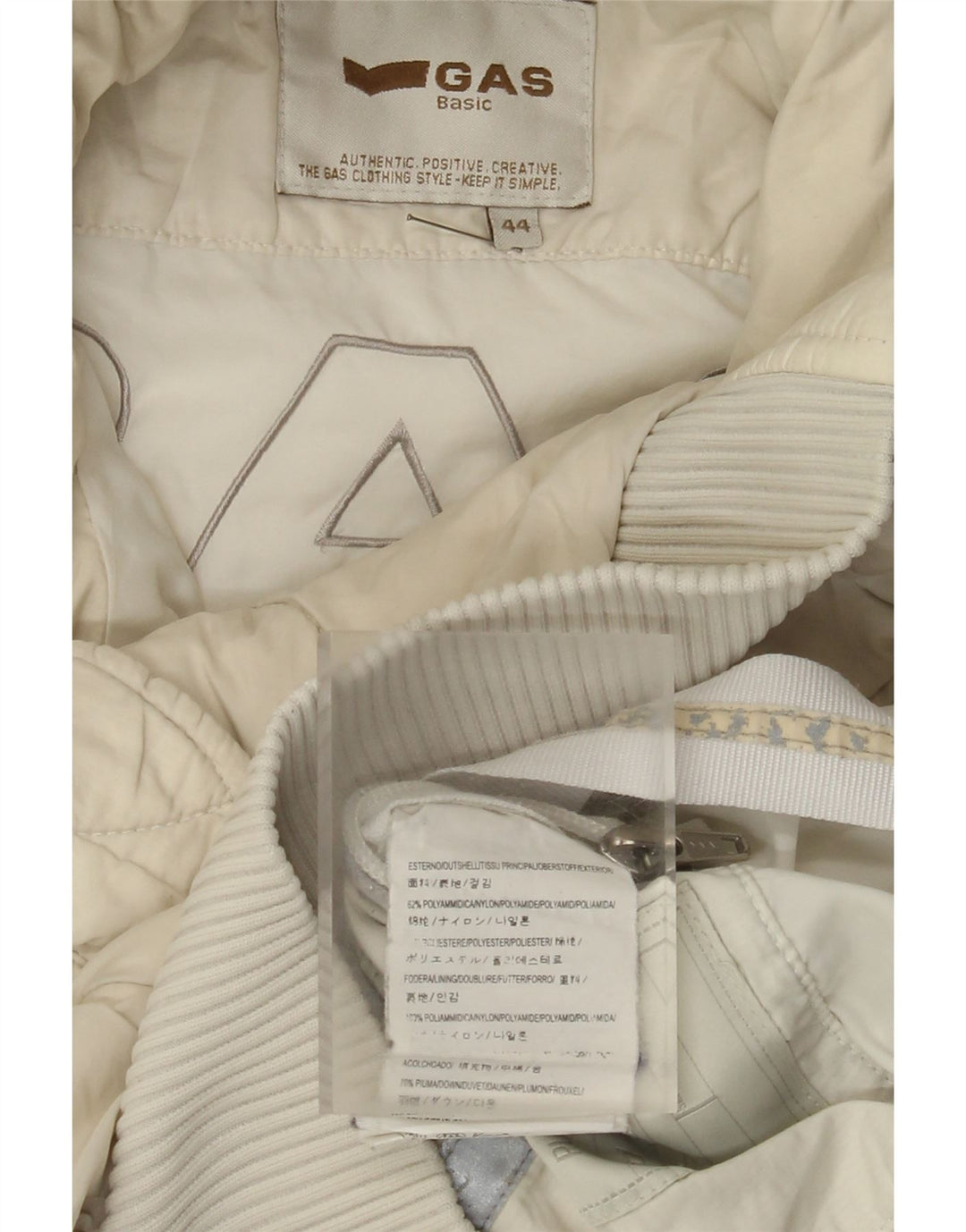 Gas Женская утепленная куртка с капюшоном IT 44 Medium Off White Полиамид