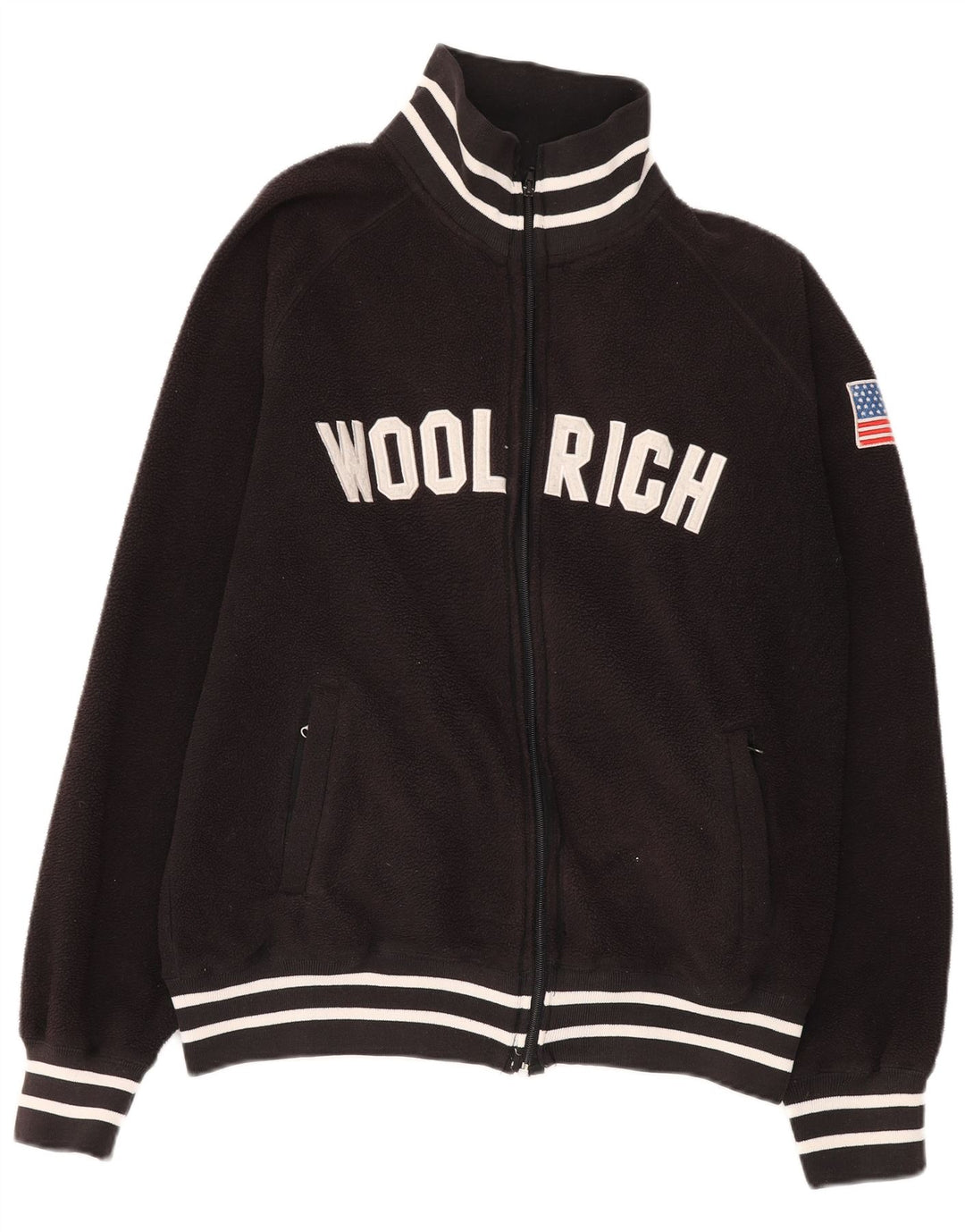 Женская флисовая куртка Woolrich с графическим рисунком UK 18 XL, черный полиэстер